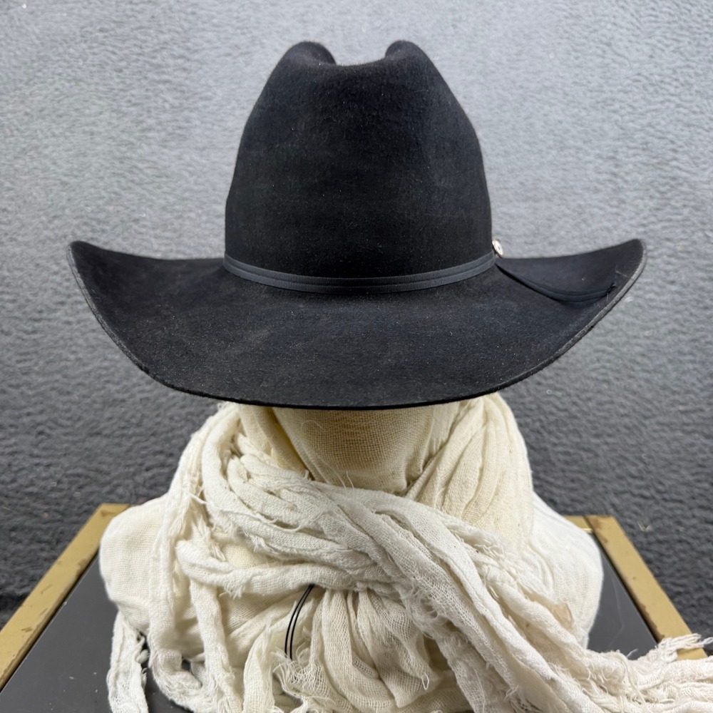 Resistol George Strait 4X Beaver Felt Cowboy Hat Black Long Oval 7 1/8 USA Made